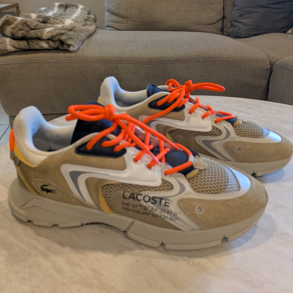 Lacoste Kids' Tan and Orange Sneakers